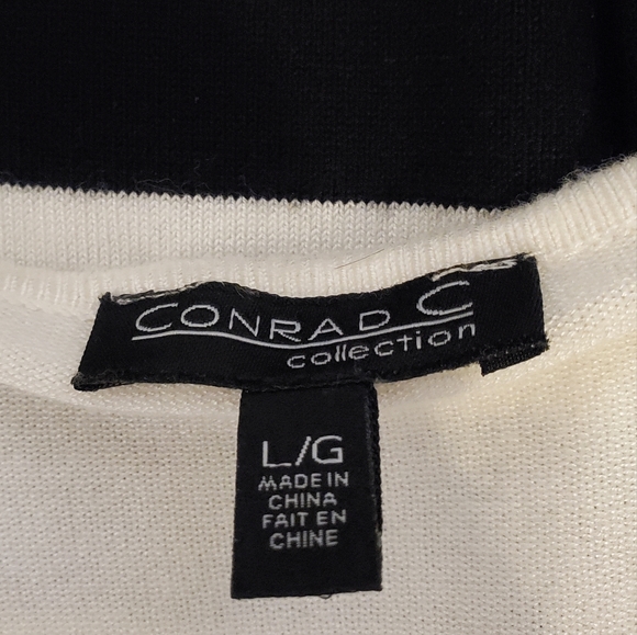 CONRAD C | Women's black and white striped pullover sweater dress. Size large. - Picture 5 of 7